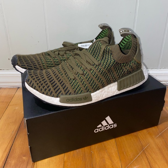 Adidas Shoes Men’s 9 Primeknit Trace Olive NMD R1 Boost Runner CQ2389